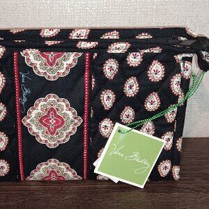 Vera Bradley Cosmetic Bag NWT Medium Bow Classic Black Zip Up Multi-Pocket Gift